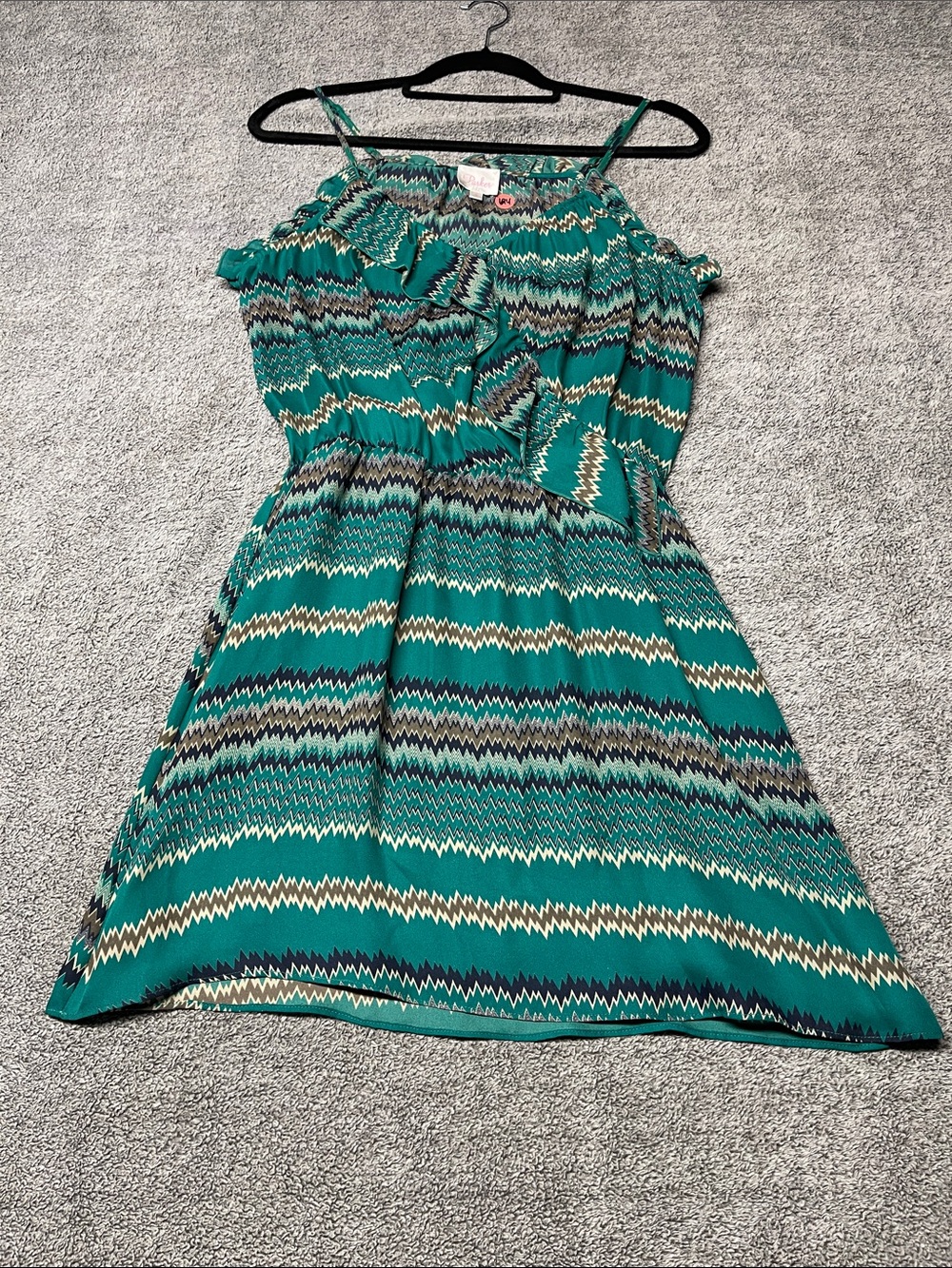 Parker Teal Chevron Cold-Shoulder Mini Dress